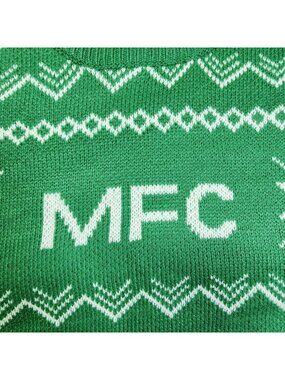 MFC Green Christmas Sweater Crewneck Knit Unisex Holiday Pullover Size S